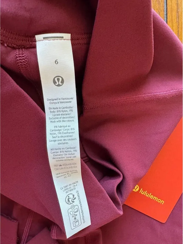 Lululemon Align High Rise 25” NY, Burgundy Bay Size 6 NWT - Image 6
