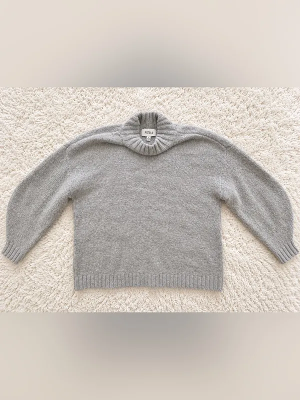 PISTOLA Carlen Alpaca Mock Neck Sweater – Light Heather Grey – M - Image 5