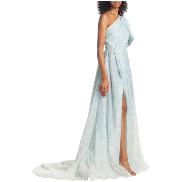 Sachin & Babi Anouk One Shoulder Gown Blue Degrade Floral Size 6 NWT - Image 9