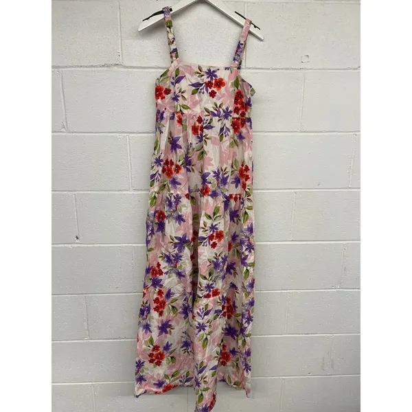 RTR Louna Sz S Floral Purple Red Tiered Sleeveless Resort Maxi Dress printed - Image 3