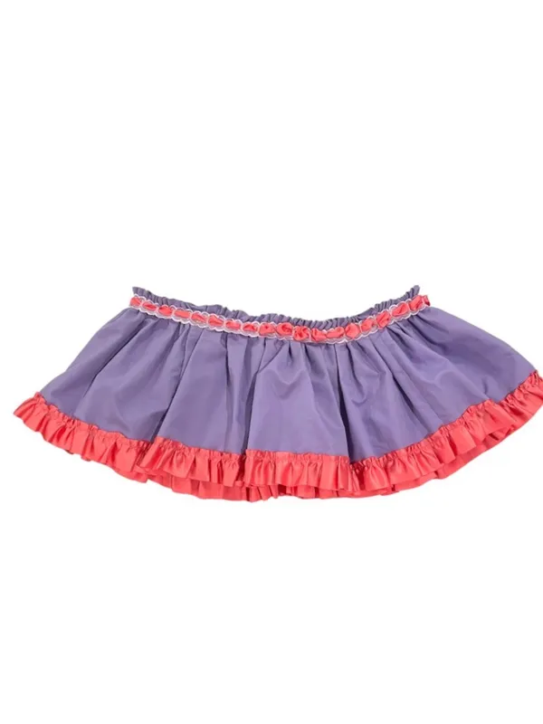 Purple and Pink Ruffle Tutu Skirt with Headband Tie - Image 4