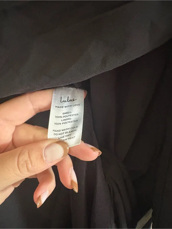 Lulus Love You So Black Long Sleeve Maxi Dress Size Medium NWT V Neck Tie Back - Image 13