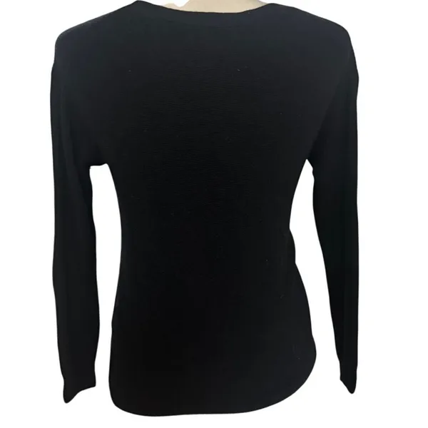 Aritzia Wilfred Black Ribbed Wool Blend Gold Button Front Cardigan Sweater XXS - Image 5