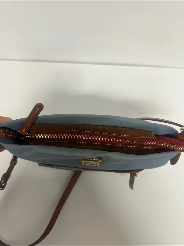 Dooney & Bourke Blue Crossbody with Brown Leather Trim - Image 14