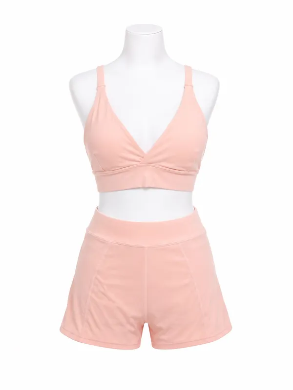 Pink Sporty Crop Top & High-Waist Shorts Set- swimsuit and activewear - Image 3