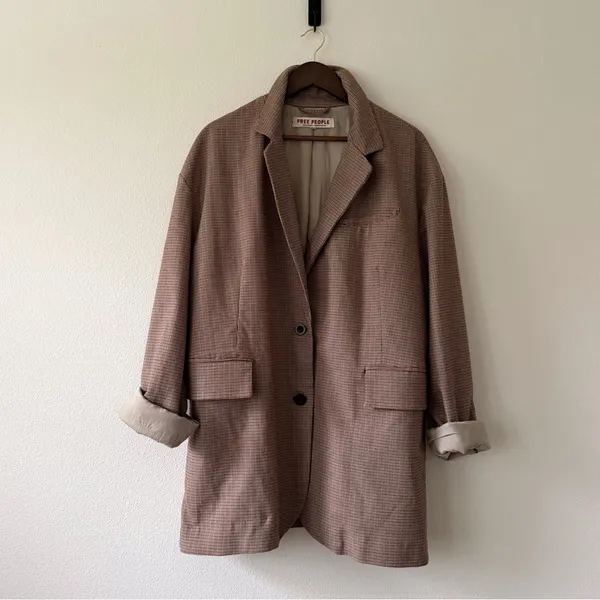 Free People Oversized Reggie Blazer in Ginger Combo Size L - Image 3