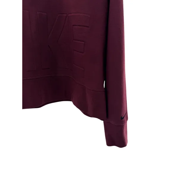 Nike Dri-Fit Embossed Logo Sweatshirt XL Burgundy Crewneck Raglan Athleisure‎ - Image 4