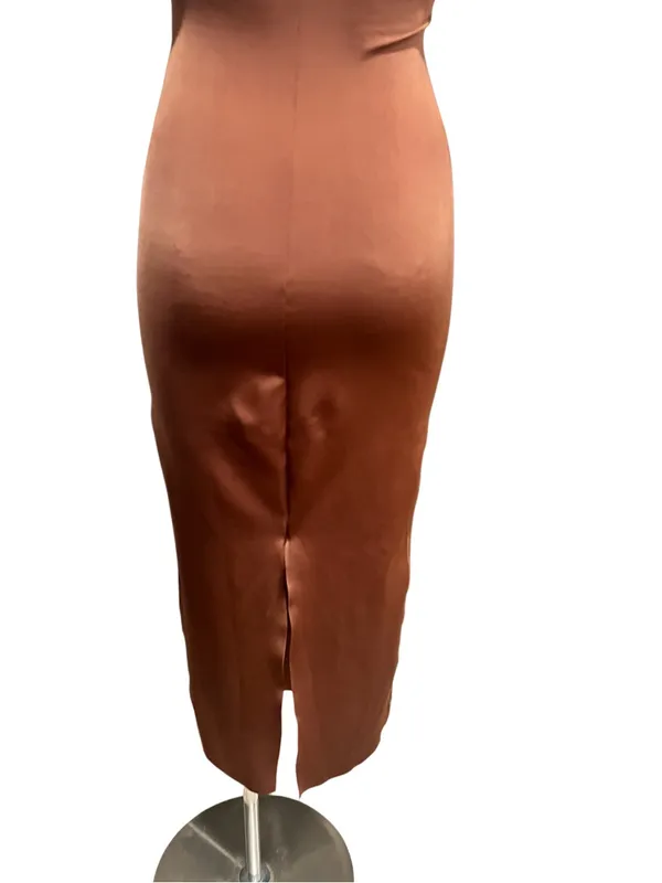 Zara Polyamide Blend Corset Midi Dress Stretch Brown Size Small - Image 8
