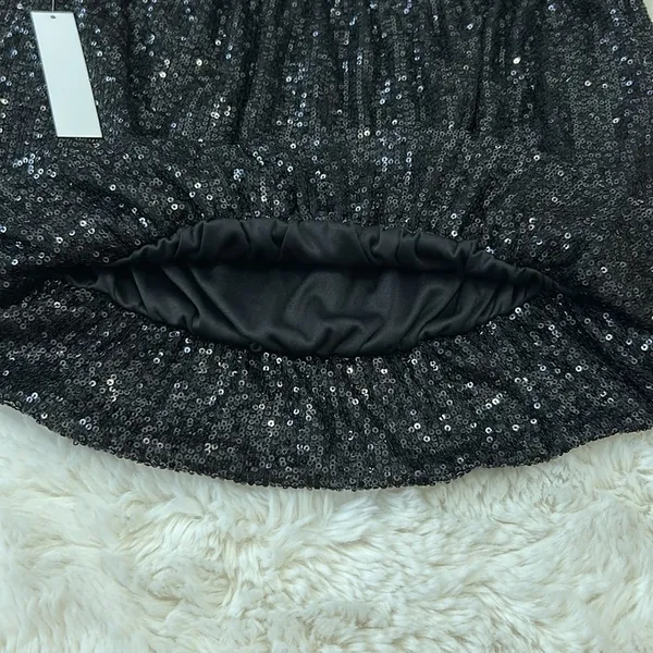 Venus Black Sequin mini Skirt - Image 6