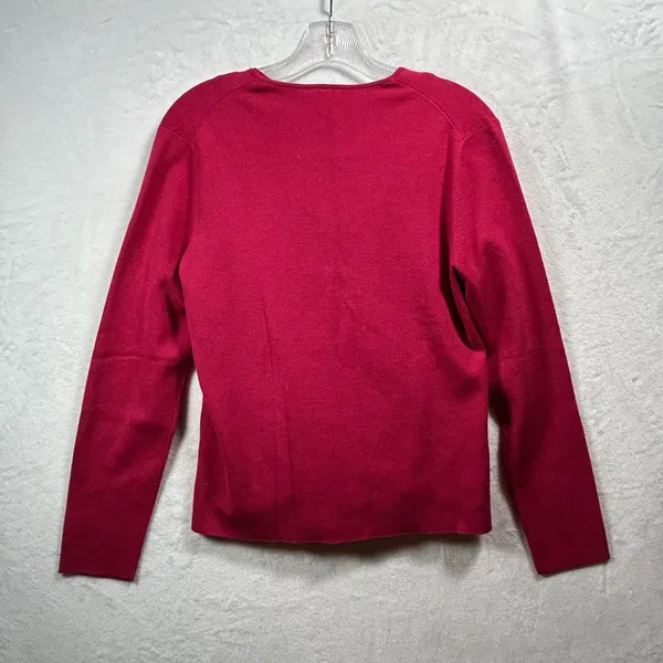 Ann Taylor Womens Medium Raspberry Red Silk Blend Cardigan and Shell Twin Set‎ - Image 2