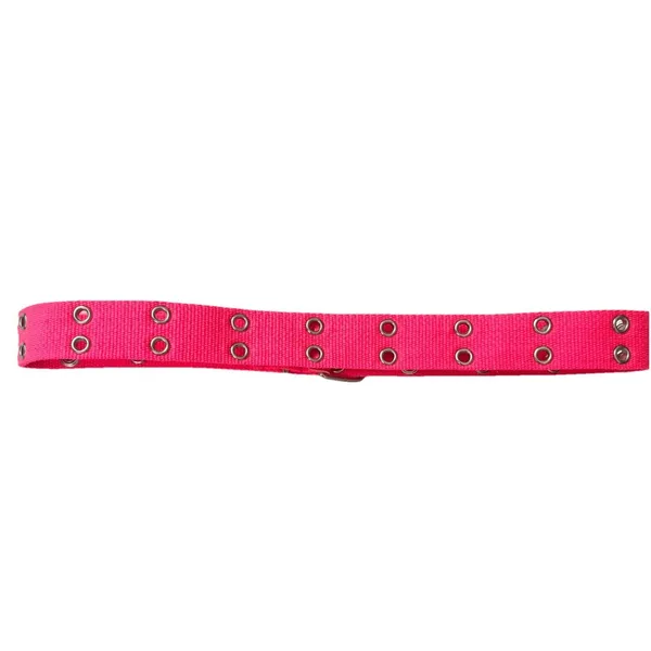 Vintage‎ 90s Y2K Bright Neon Pink Waist Belt Silver Grommet Eyelets 38 In Womens - Image 4