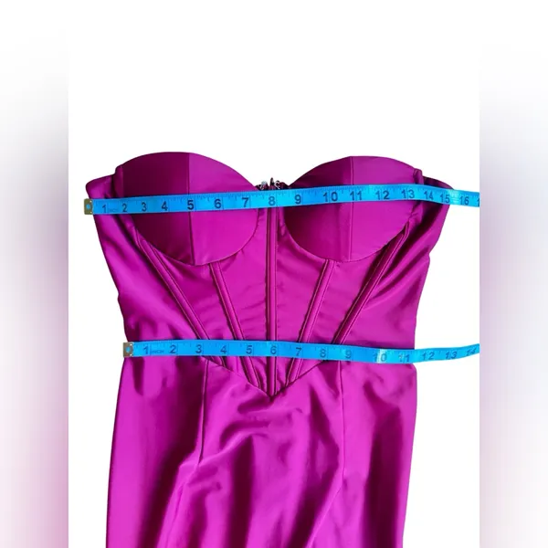 FAERIESTY Solid Mermaid Hem Tube Pink Strapless Evening Gown Size Small. - Image 14