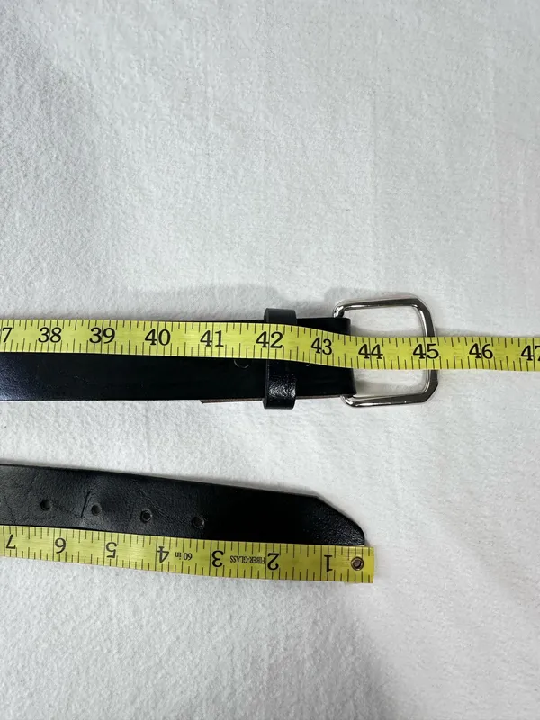 Leather Belt 38 Black Top Grain Oil Ten Leather Tooled Removable Silver Buckle - Image 11