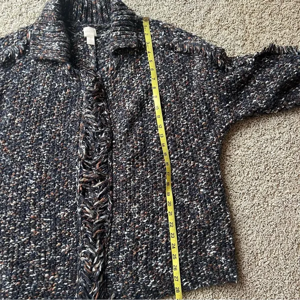 Chico’s Chunky Knit Fringed Sweater Cardigan Size 3 (XL - 16) Boho Brown - Image 8