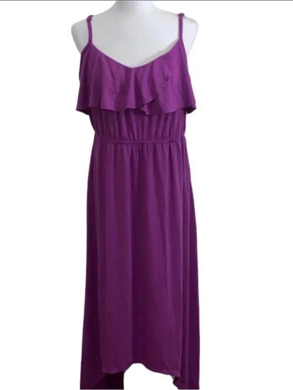 Pure Energy Purple Spaghetti Strap Ruffle Maxi Dress - Image 2