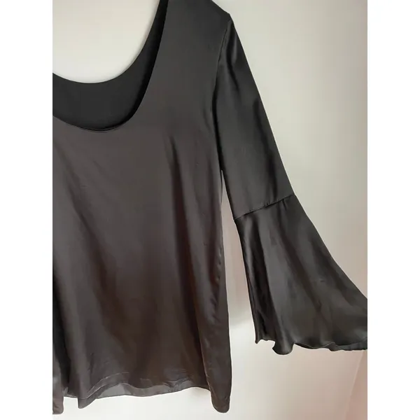 Zero‎ Degrees Celsius Black 100% Silk Bell Sleeve Dress Whimsigoth Small Witchy - Image 4