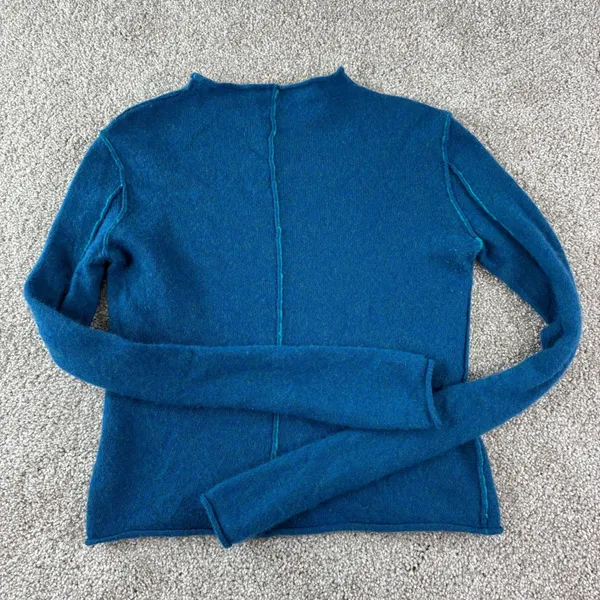 We The Free 100% Cashmere Sweater Women XS Roll Neck Seam Detail Blue Boho Indie - Image 9