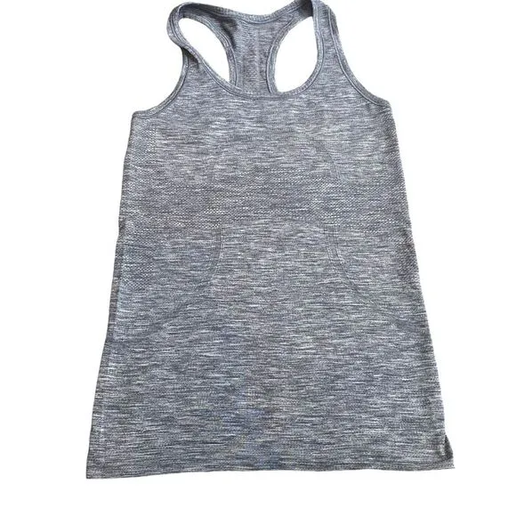 Lululemon Swiftly Tech Racerback Tank Size 4 Light Gray Marl Fitted Sporty‎ Gym - Image 2
