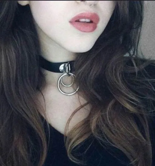 Black O Ring Leather Collar Chocker Punk Necklace - Image 2