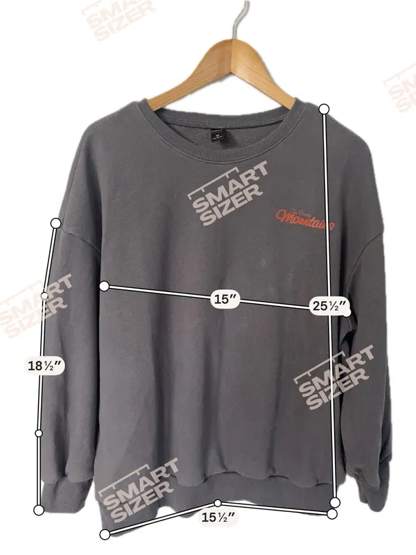 Gray Crewneck Sweatshirt with Orange 'Mountains' Script Size M - Image 3