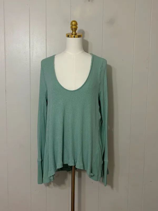 We The Free Free People Malibu Thermal Top Green Size M - Image 2