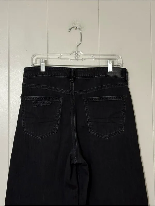 American Eagle Super High Rise Baggy Wide Leg Jeans Black Size 10 - Image 8