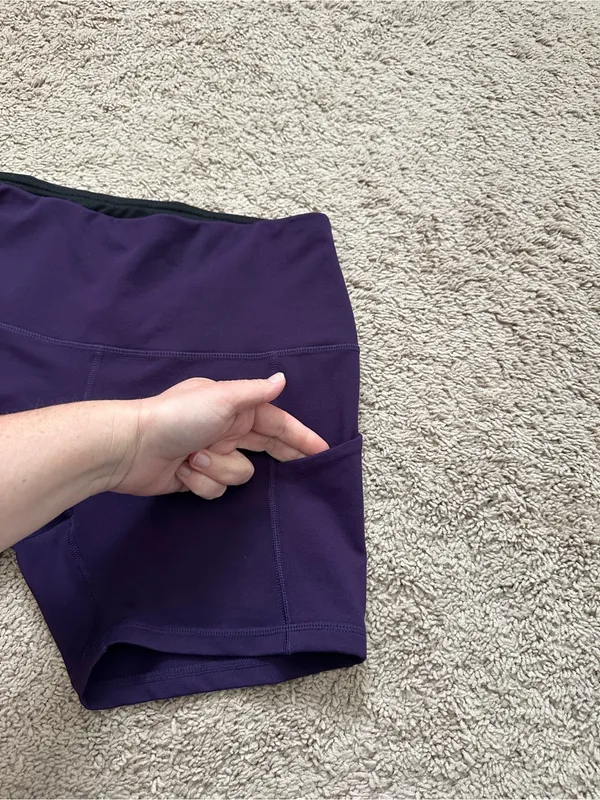 ODODOS Power Flex Yoga Shorts Tummy Control Workout Running Shorts Deep Purple L - Image 8