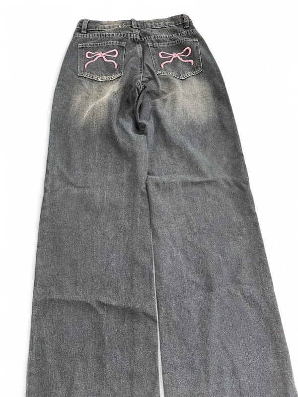 Your Cute Jeans Pink Bow Wide Leg Jeans Size 1 - Image 2