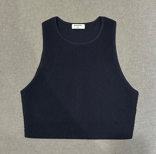 Aritzia Babaton Navy Sculpt Knit Racer Top - Image 3