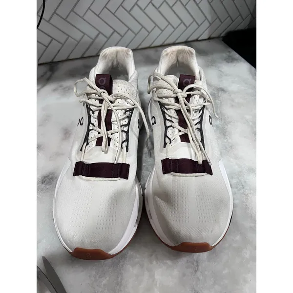 On Cloudnova Women’s Size 10.5 White Burgundy CloudTec Lifestyle Running Shoes - Image 8