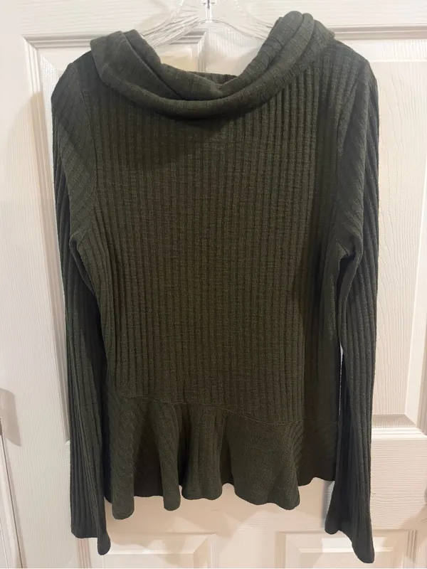 Maeve Olive Ribbed Cowl Neck Sweater - Image 4