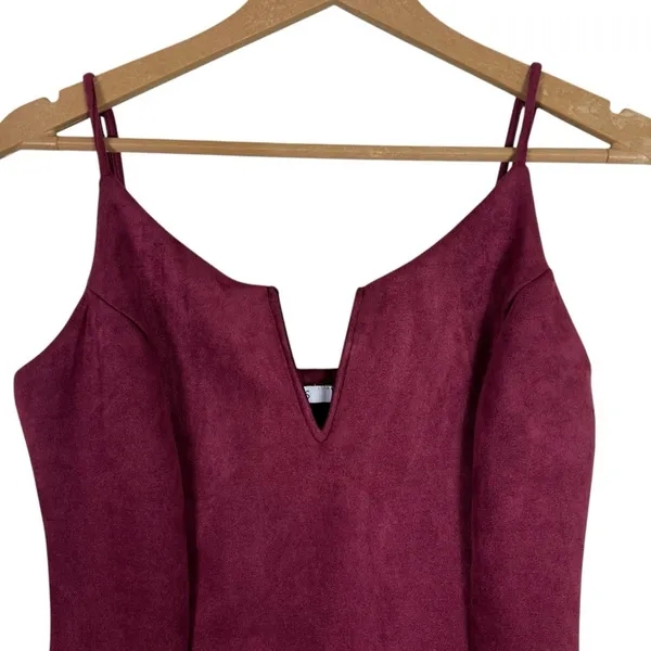 NWT Iris Mini Dress Womens M Maroon Faux Suede Bodycon Sleeveless Cocktail - Image 3