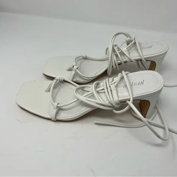 NASTY Gal Faux Leather Strappy Sandals White Sz 7‎ - Image 6