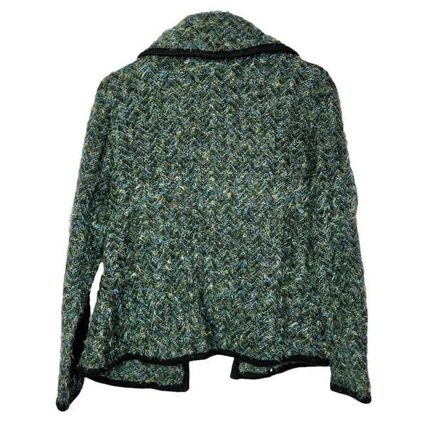 Sarah Spencer Petite‎ Green & Blue Knit Button Down Sweater Jacket PL Size L - Image 2