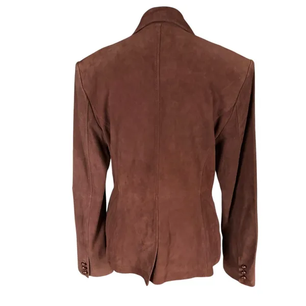 Lilly Pulitzer vintage brown fully lined button down lamb suede blazer small - Image 4