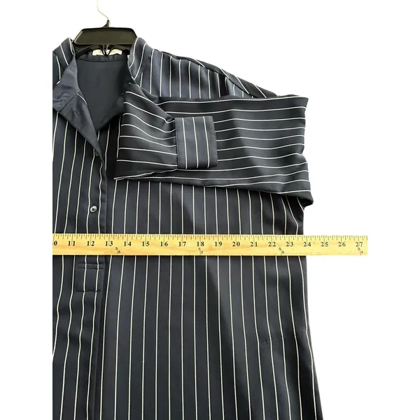 Aritzia‎ Babaton Striped Shirt Dress Blue White Midi Long Sleeve Pockets #FF10-2 - Image 9