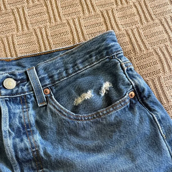 100% Cotton Levi's Blue Distressed Denim Cutoff Shorts - Image 10