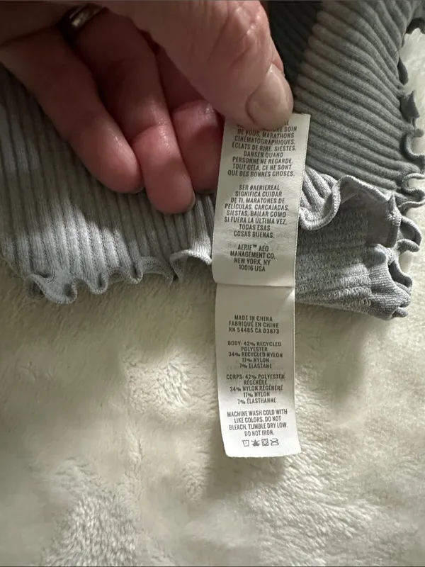 aerie Light Gray Ribbed Ruffle-Edge Cami - Image 4