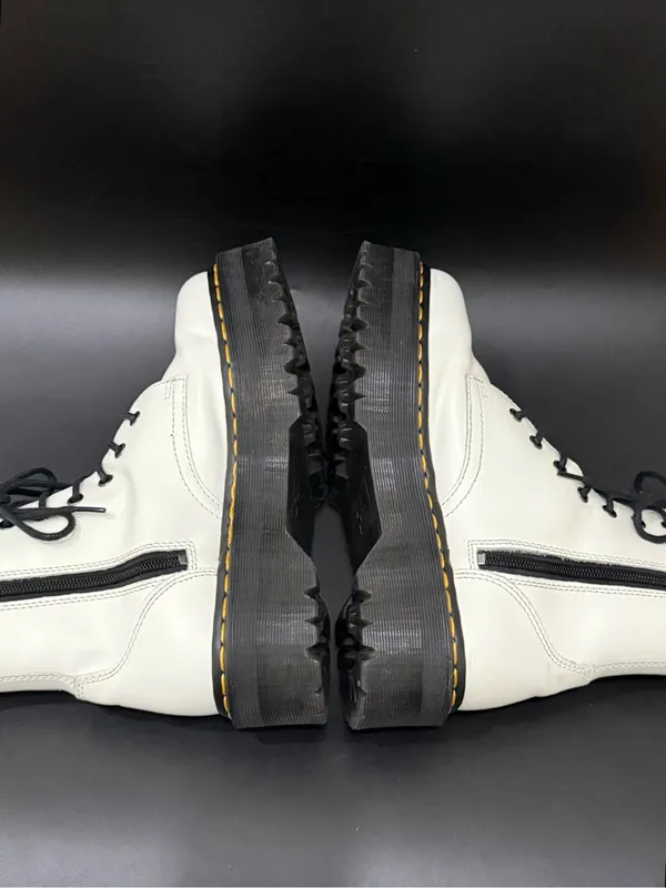 DR. MARTENS Jadon White Leather Chunky Platform Lace Up Boots Women’s Size US 9 - Image 6