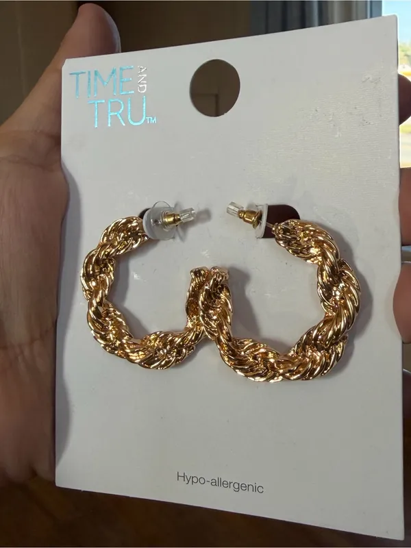 Time and Tru Gold Braided Hoop Earrings - Image 2