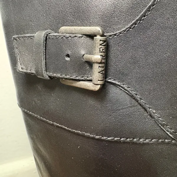 Lauren Ralph Lauren Boots Women 8.5B Sigrid Tall Riding Black Leather Equestrian - Image 2