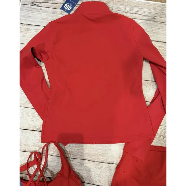 NWT OTG Athleisure Red activewear set Jacket, Sport Bra And Pants Leggings - Image 7
