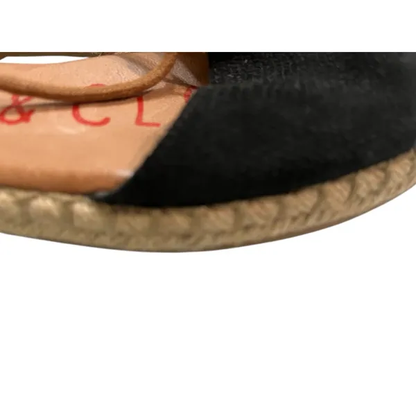 Musse & Cloud Suede Size 8 Lace Up Ankle Espadrille Sandals Black Resort - Image 7