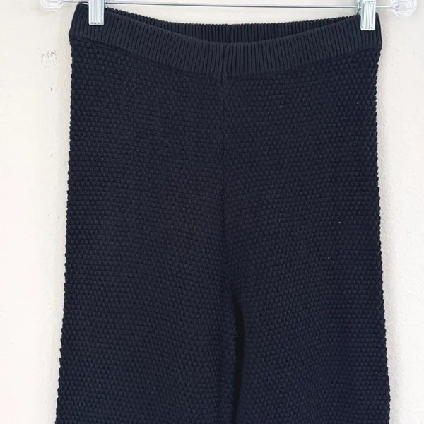 Free People Beach Hailee Waffle Stitch Black Wide Leg Pants Women XS Chunky Knit - Image 4