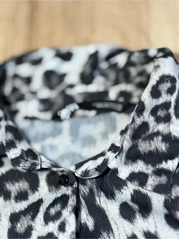 Zara‎ Leopard Print Button-Up Blouse - Black & White - Image 5