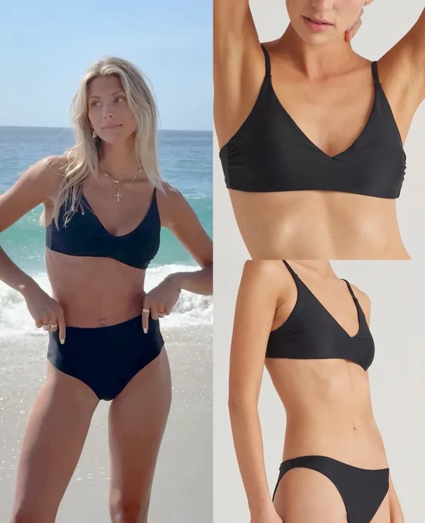 New Quince Italian V-neck Bikini Top Size Small - Image 2