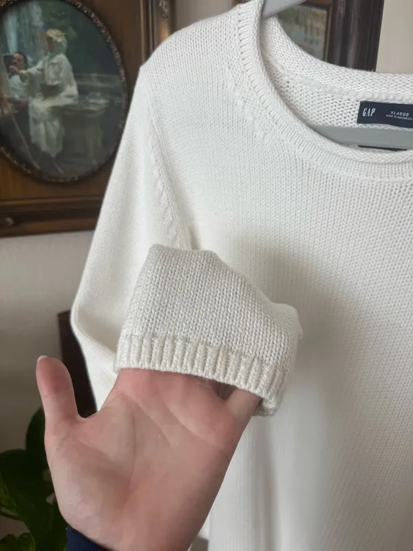 Gap Oversized White 100% Cotton Knit Sweater - Image 6
