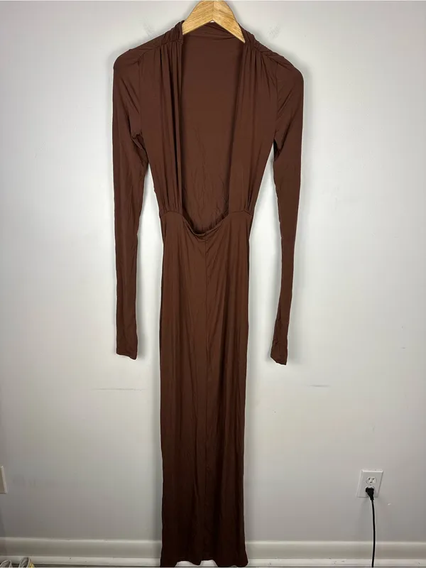 Helsa Revolve Brown Jersey Backless Maxi Dress Women’s Sz XS - Image 5