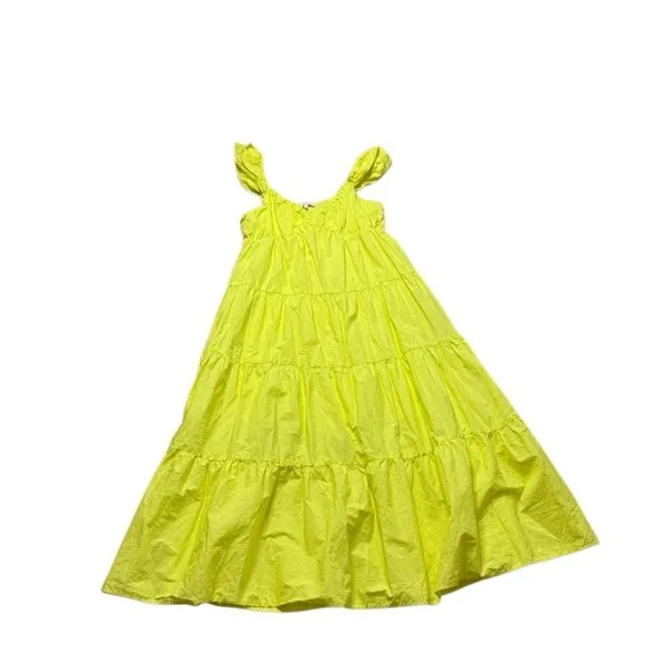 Skies are Blue Lime Yellow Tiered Maxi Dress Large - Image 3