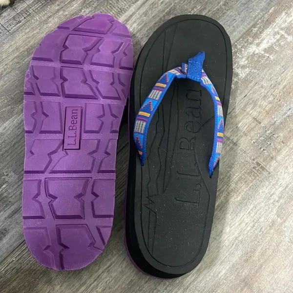 LL Bean Katahdin Flip flops sandal Purple Ocean Mesa Blue Size 9 - Image 5